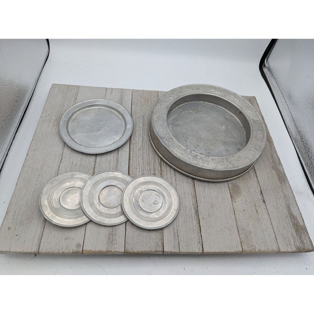Vintage Child's Aluminum Dish Plate Set Play Set-Made In Germany